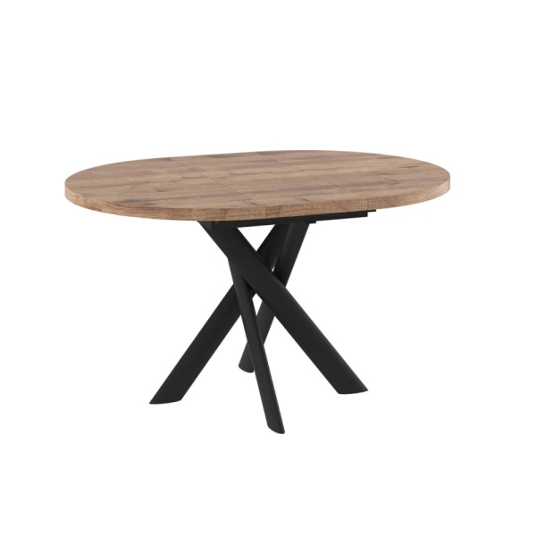 Стол RONALDO-100, круглый раздвижной 100(135), ДУБ ВЕЛЛИНГТОН/ЧЕРНЫЙ RONALDO-100